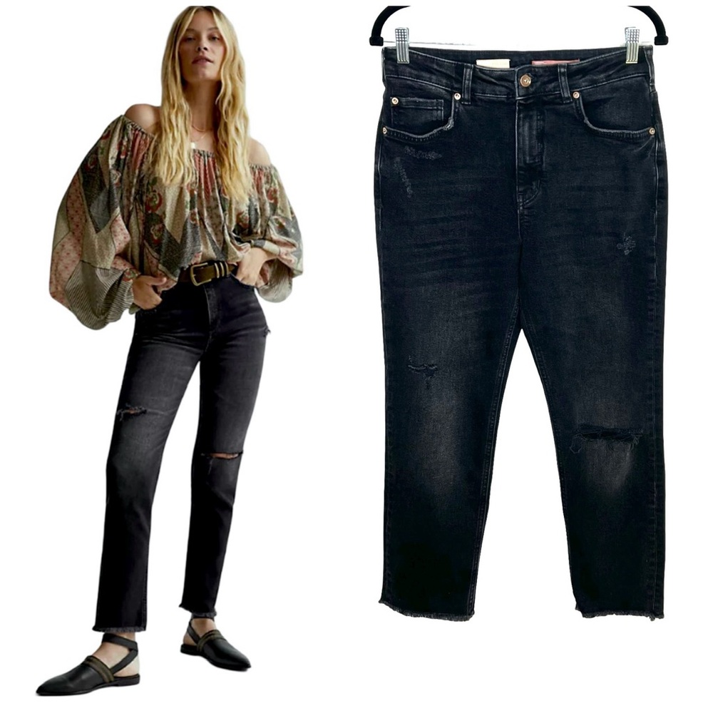 Anthropologie Pilcro The Vintage Straight Jean Size 28 Black High Waist Normcore